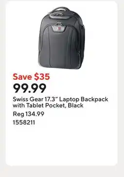 Staples Swiss Gear 17.3 Laptop Backpack with Tablet Pocket, Black offer