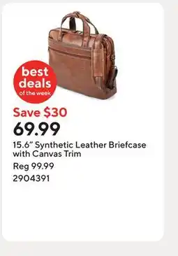 Staples 15.6 Synthetic Leather Briefcase with Canvas Trim offer