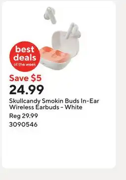 Staples Skullcandy Smokin Buds In-Ear Wireless Earbuds - White offer