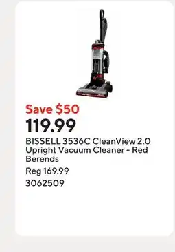 Staples BISSELL 3536C CleanView 2.0 Upright Vacuum Cleaner - Red Berends offer
