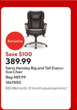 Staples Serta Hensley Big and Tall Executive Chair offer