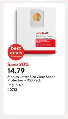 Staples Staples Letter Size Clear Sheet Protectors - 100 Pack offer