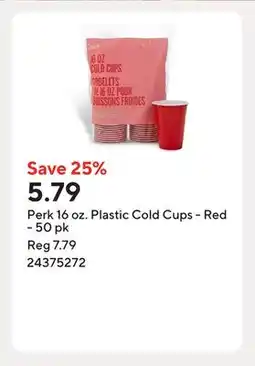 Staples Perk 16 oz. Plastic Cold Cups - Red - 50 pk offer