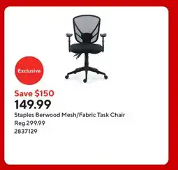 Staples Staples Berwood Mesh/Fabric Task Chair offer