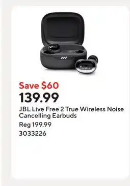 Staples JBL Live Free 2 True Wireless Noise Cancelling Earbuds offer