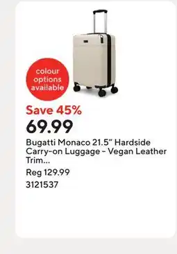 Staples Bugatti Monaco 21.5 Hardside Carry-on Luggage - Vegan Leather Trim - Ecru offer