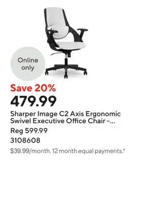 Staples Sharper Image C2 Axis Ergonomic Swivel Executive Office Chair - White/Black offer