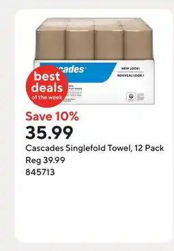 Staples Cascades Singlefold Towel, 12 Pack offer