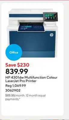 Staples HP 4301dw Multifunction Colour LaserJet Pro Printer offer