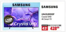 2001 Audio Video UN43U8000F 43 SAMSUNG Crystal UHD 4K Smart TV offer