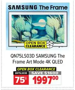 2001 Audio Video QN75LS03D 75 SAMSUNG The Frame Art Mode 4K QLED offer