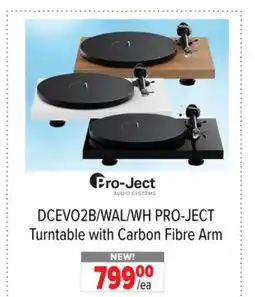 2001 Audio Video DCEVO2B/WAL/WH PRO-JECT Turntable with Carbon Fibre Arm offer