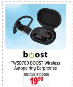 2001 Audio Video TWSB700 BOOST Wireless Autopairing Earphones offer