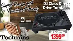 2001 Audio Video SL1200MK7 Technics DJ Class Direct Drive Turntable offer