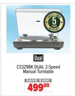 2001 Audio Video CS329BK DUAL 2-Speed Manual Turntable offer