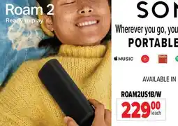2001 Audio Video ROAM2US1B SONOS PORTABLE SPEAKERS offer