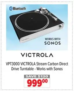 2001 Audio Video VPT3000 VICTROLA Stream Carbon Direct Drive Turntable offer