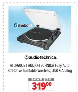 2001 Audio Video ATLP60UBT AUDIO-TECHNICA Fully Auto Belt-Drive Turntable Wireless, USB & Analog offer