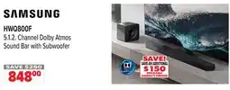 2001 Audio Video HWQ800F SAMSUNG 5.1. 2. Channel Dolby Atmos Sound Bar with Subwoofer offer