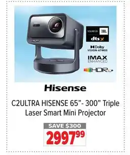 2001 Audio Video C2ULTRA HISENSE 65-300 Triple Laser Smart Mini Projector offer