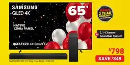 Visions Electronics Samsung 65 4K Smart TV NATIVE 120Hz PANEL 2.1-Channel Soundbar System offer