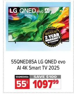 2001 Audio Video 55QNED85A 55 LG QNED evo AI 4K Smart TV 2025 offer