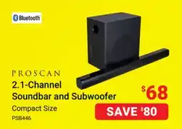 Visions Electronics Proscan 2.1-Channel Soundbar and Subwoofer offer