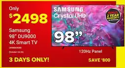 Visions Electronics Samsung 98 DU9000 4K Smart TV offer