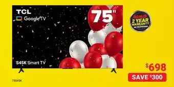 Visions Electronics TCL 75 S45K Smart TV offer