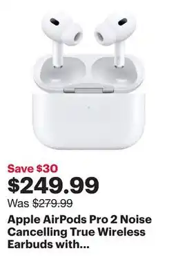 Best Buy Apple AirPods Pro 2 Noise Cancelling True Wireless Earbuds with USB-C MagSafe Charging Case offer