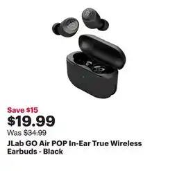 Best Buy JLab GO Air POP In-Ear True Wireless Earbuds - Black offer