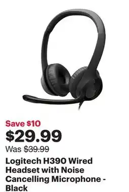 Best Buy Logitech H390 Wired Headset with Noise Cancelling Microphone - Black offer
