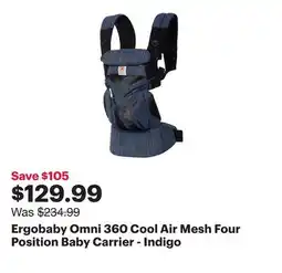 Best Buy Ergobaby Omni 360 Cool Air Mesh Four Position Baby Carrier - Indigo offer