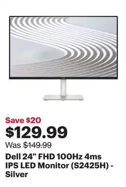 Best Buy Dell 24 FHD 100Hz 4ms IPS LED Monitor (S2425H) - Silver offer