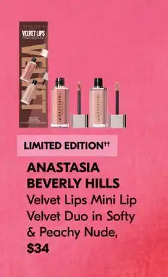 Shoppers Drug Mart ANASTASIA BEVERLY HILLS Velvet Lips Mini Lip Velvet Duo in Softy & Peachy Nude offer