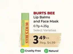 Marche Leo's BURTS BEE Lip Balms and Face Mask offer