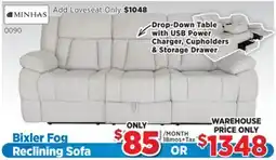 Surplus Furniture Bixler Fog Motion Sofa with Drop Down Table offer