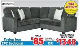 Surplus Furniture Taylon Iron 2-Piece Sectional offer