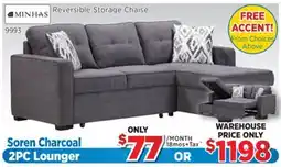 Surplus Furniture Hugo Charcoal 2 Piece Storage Sleeper offer