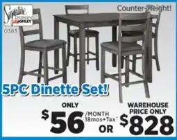 Surplus Furniture Bridson Grey Counter Height 5-Piece Dinette Set offer