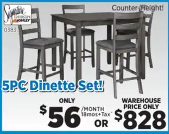 Surplus Furniture Bridson Grey Counter Height 5-Piece Dinette Set offer