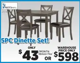 Surplus Furniture Julio Grey 5-Piece Dinette Set offer