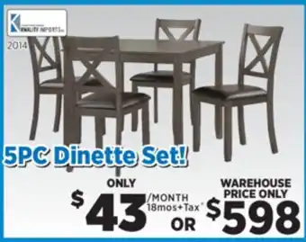 Surplus Furniture Julio Grey 5-Piece Dinette Set offer