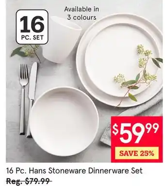 Kitchen Stuff Plus 16 Pc. Hans Stoneware Dinnerware Set offer