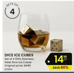 Stokes DICE ICE CUBES Set of 4 100% Stainless Steel Dice Ice Cubes offer