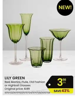 Stokes Red, Martini, Flute, Old Fashion or Highball Glasses offer