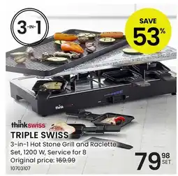 Stokes TRIPLE SWISS 3-in-1 Hot Stone Grill and Raclette Set offer