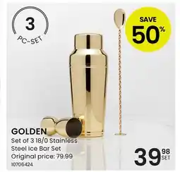 Stokes GOLDEN Set of 3 18/0 Stainless Steel Ice Bar Set offer