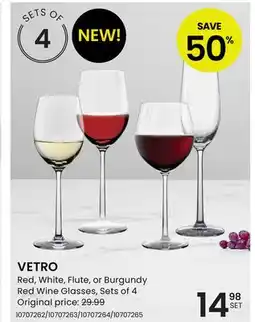 Stokes VETRO Red, White, Flute, or Burgundy Red Wine Glasses offer