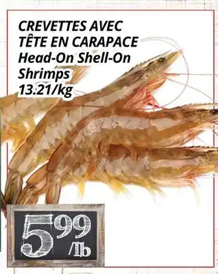 Supermarché PA CREVETTES AVEC TÊTE EN CARAPACE | Head-On Shell-On Shrimps offer